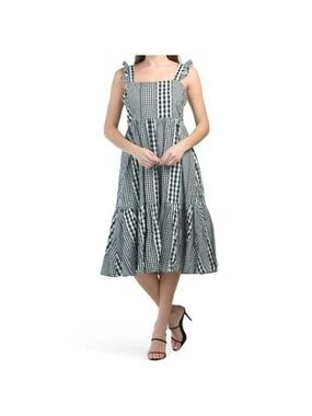 Crosby by Mollie Burch Becca Dress Black white Plaid XS